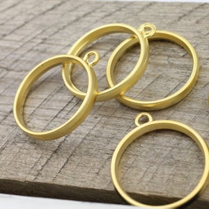5pcs 35mm Matte Gold Round Bezel Base Setting Necklace Blank Mountings, Hollow Frame Resin Blank, Open Bezel Blank Frame, ZM1089mg