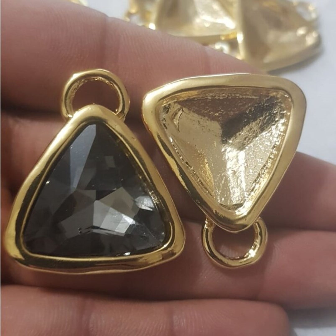 1pcs 24k Gold Plated Triangle Pendant Bezel Blank for Swarovski