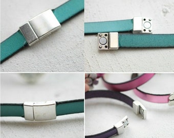 Rhodium Plated Magnetic Clasp 21x12.5 Mm: Leather Cord Jewelry
