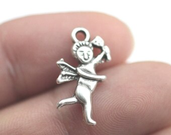 10 Stück Antik Silber Engel Charms: Sterling Silber überzogene Anhänger - zm147as