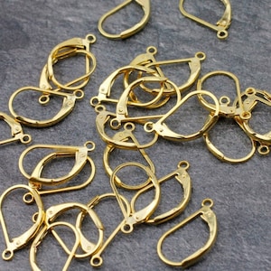 20pcs Raw Brass Lever Back Earring Findings: Tear Drop DIY Supplies - BC1 RW