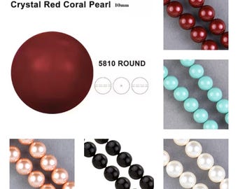 10 peças de pérolas de cristal Swarovski de 10 mm: contas com furos completos, joias faça você mesmo - 5810-10 mm