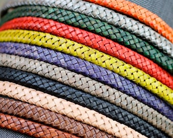 Braided Cow Leather Cord: 1m Flat Bolo Bracelet Making - FLGF105