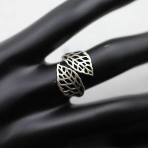 Silver Leaf Ring, Openwork Lattice Ring, Boho Sterling Silver Ring, Adjustable Nature Inspired Ring, Handmade Minimalist Jewelry Gift, R02