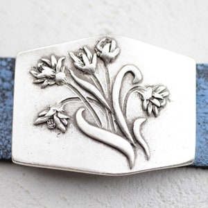 Silver Plated Buckle, Floral Bouquet Buckle for Women, Daisy Buckle Pin, Elegant Buckle, Boho Buckle, Adjust Pin, Christmas Gift, GS118as