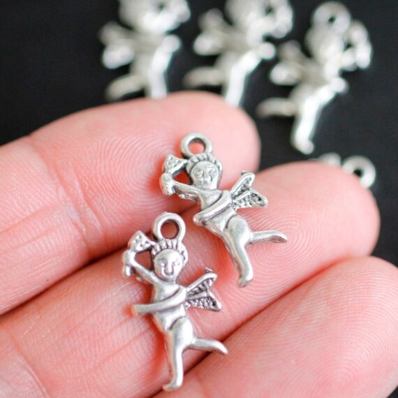 BULK 10 Angel Charms, Angel Pendants, Double Sided Charms