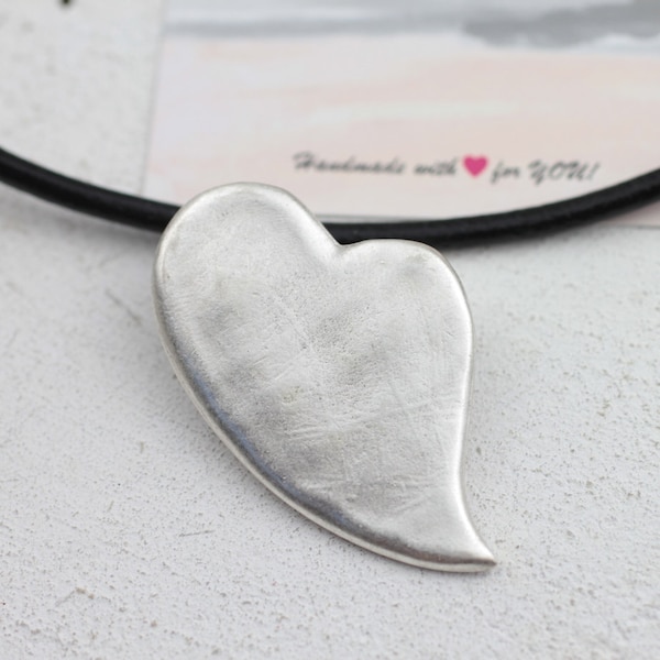 Silver Heart Pendant, Love Pendant, Heart Findings, Handmade Pendant, Jewelry Making, Christmas Gift, Unisex Pendant, Valentine's Day, P136