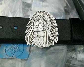 Indian Chief Belt Buckle for Snap Belt, Boho Warrior Belt Hardware, Hippie Belt Buckle Pin, Western Belt Buckle fastener, Boho Belt pin GS89
