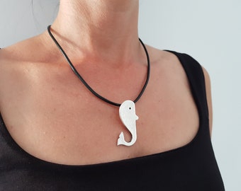 Silver Whale Pendant: Pewter Sea Life Charm (54x16 mm) - P171