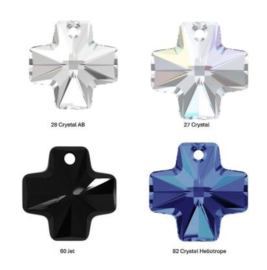 20mm Swarovski Crystal Cross Pendant: Faceted Silver Night Charm