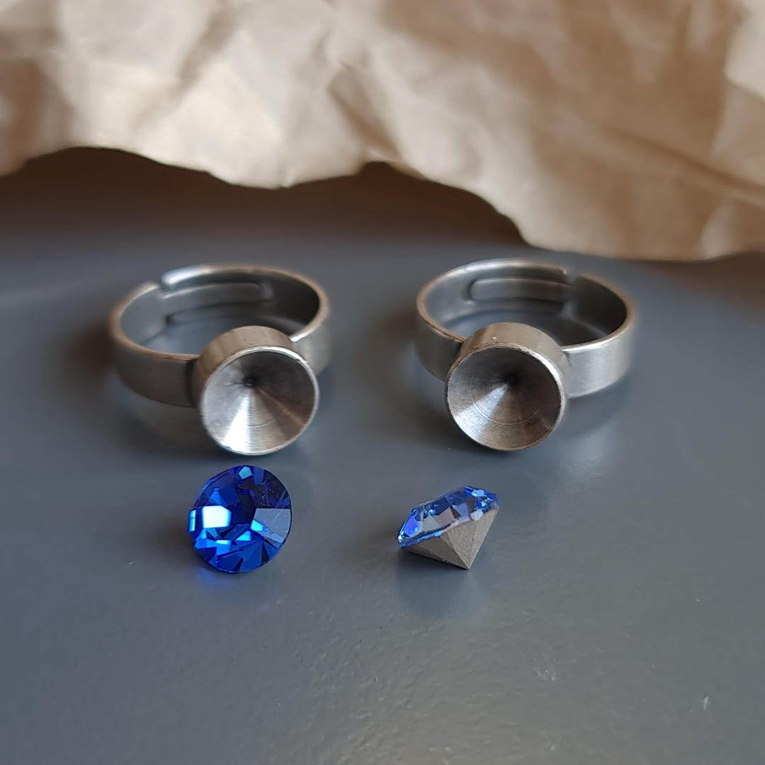 Silver Cup Ring Setting: Adjustable Brass Ring for 8mm Swarovski ...
