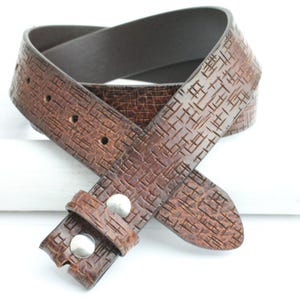 Premium Interchangeable Leather Snap Belt Strap, Genuine Full Grain Leather, Buckles Soft and Thick 1.5 inch, Gift for Him, 0353 Cognac