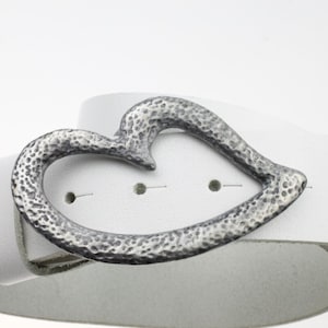 Antique Silver Heart Belt Buckle, Retro Style Curved Heart, Vintage Inspired Belt Hardware, Adjustable Waist Accessory For Women - GS196as