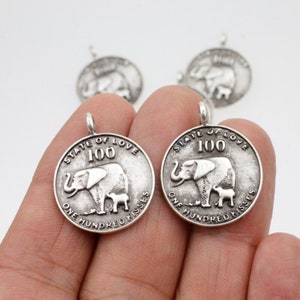 10 Elephant Charms Pendant, Elephant Coin, Pendant Necklace, Coin Charms, Animal Jewelry Findings, Jewelry Making Supply, ZM1050as