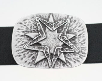 Silver Star Belt Buckle: Celestial Western Style (fits 40mm  display picture 3