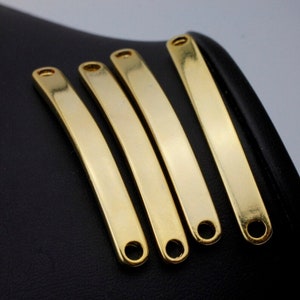 5pcs Curved Bracelet Connector, Gold Plated Bracelet Connector, Stick Connector, Leather Bracelets Making, Necklace Making Findings ZM1045