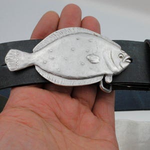 Fish Belt Buckle, Flatfish Belt Buckle, Nautical Gift for Him, Fisherman Gift Accessory, Unique Animal Belt Buckle - GS325as