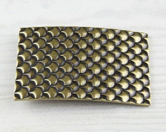 Vintage Pewter Leather Belt India Cast Metal Fish Buckle  display picture 2