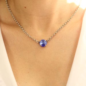 Personalized Birthstone Necklace with Swarovski Crystals, Rivoli Necklace, Swarovski Pendant, Crystal Necklaces, Handmade Birthday Gifts
