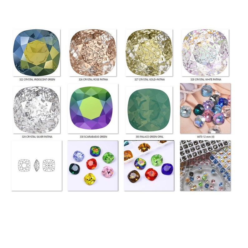 12mm Swarovski Crystal Square Rhinestone: Fancy Stone for Gluing - 4470 ...