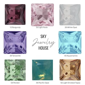 6mm Princess Cut Square Swarovski Crystal Fancy Stone – Cushion Cut Foiled Glass Gems for Jewelry Making, DIY Crafts, Earrings 4447-6mm