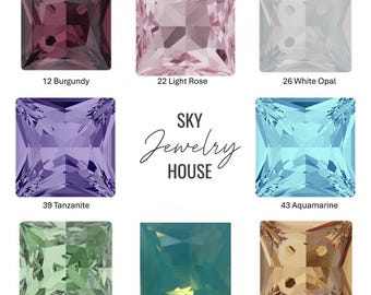 6mm Princess Cut Swarovski Crystal: Square Glass Gem for DIY Jewelry - 4447-6mm