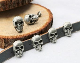 10pcs Gothic Skull Rivets: Silver Plated Punk Studs for DIY Crafts - zm54as
