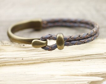 1 Satz antike Bronze Haken Verschluss, halbe Manschette Armband Zubehör, Armband Spangen machen, Mann Lederarmband, unisex Lederarmband, ZM124ab