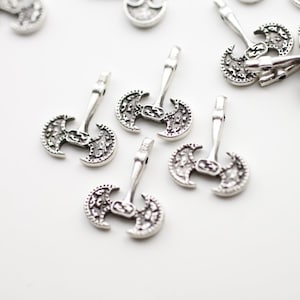 10pcs Silver Double Sided Axe Pendant Connector Charm Jewelry Drop Link for Necklace Earrings DIY Making - zm1136