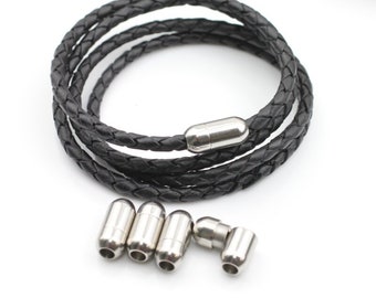 Fecho magnético de aço inoxidável: pulseira de couro de 4 mm, colar - ZM1159