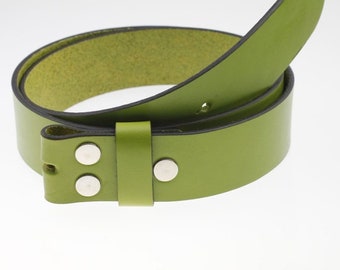 Cinturón de piel verde claro: hecho a mano, de grano completo y curtido vegetal - LG45