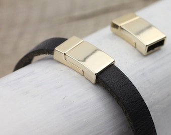 24k Vergoldeter Magnetverschluss: 10 x 3 mm Lederband-Verschluss - zm657go