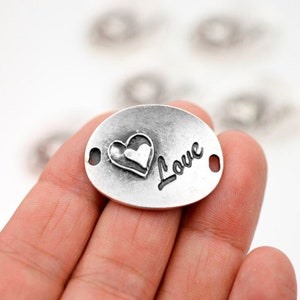 5 Doppio Cuore Connettore Amore, Connettore Bracciale, Accessori Bracciale, Cordoncino in Pelle, Avvolgimento Macrame, Prezzo all&#39;ingrosso, ZM242as