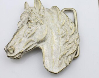 Horse Head Belt Buckle: Pewter Western Cowboy Style - GS281gp