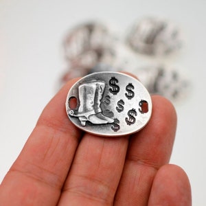 5 Good Luck Cowboy Boot Connector, Bracelet Connector, Bracelet Findings, Leather Cord, Macrame Wrap, Bracelet Connectors ZM246as