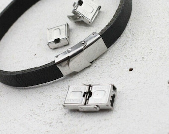 1pcs Stainless Steel Leather Cord Clasp: 12mm Bracelet Jewelry Finding - ZM759