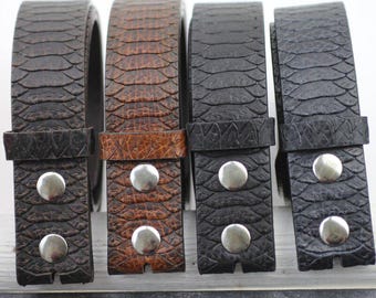 Correa de cuero para cinturón, cuero genuino con relieve de pitón, cinturón de repuesto sin hebilla, cinturón con cierre a presión para hebillas intercambiables - 800-Ledregürtel
