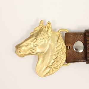 Matte Gold Horse Head Buckle, Western Snap Clasp for Adjustable Belts, Cowboy Rider Metal Belt Buckle for Animal Lovers & Fashion  GS281mg