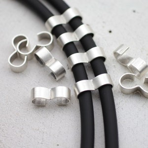 24x7mm Double Barrel Cord Ends, Fold Over Crimp Beads, Leather Cord Fasteners, Jewelry Making Supplies, Silver Tone Findings 10pcs ZM766