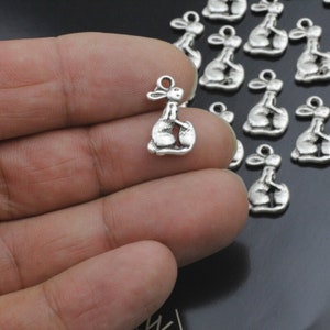 20 Kaninchen-Häschen-Charme, Osterhasen-Anhänger, antikes Silber, Schmuckherstellung, Großhandelspreis Schmuck & Zubehör, ZM915as