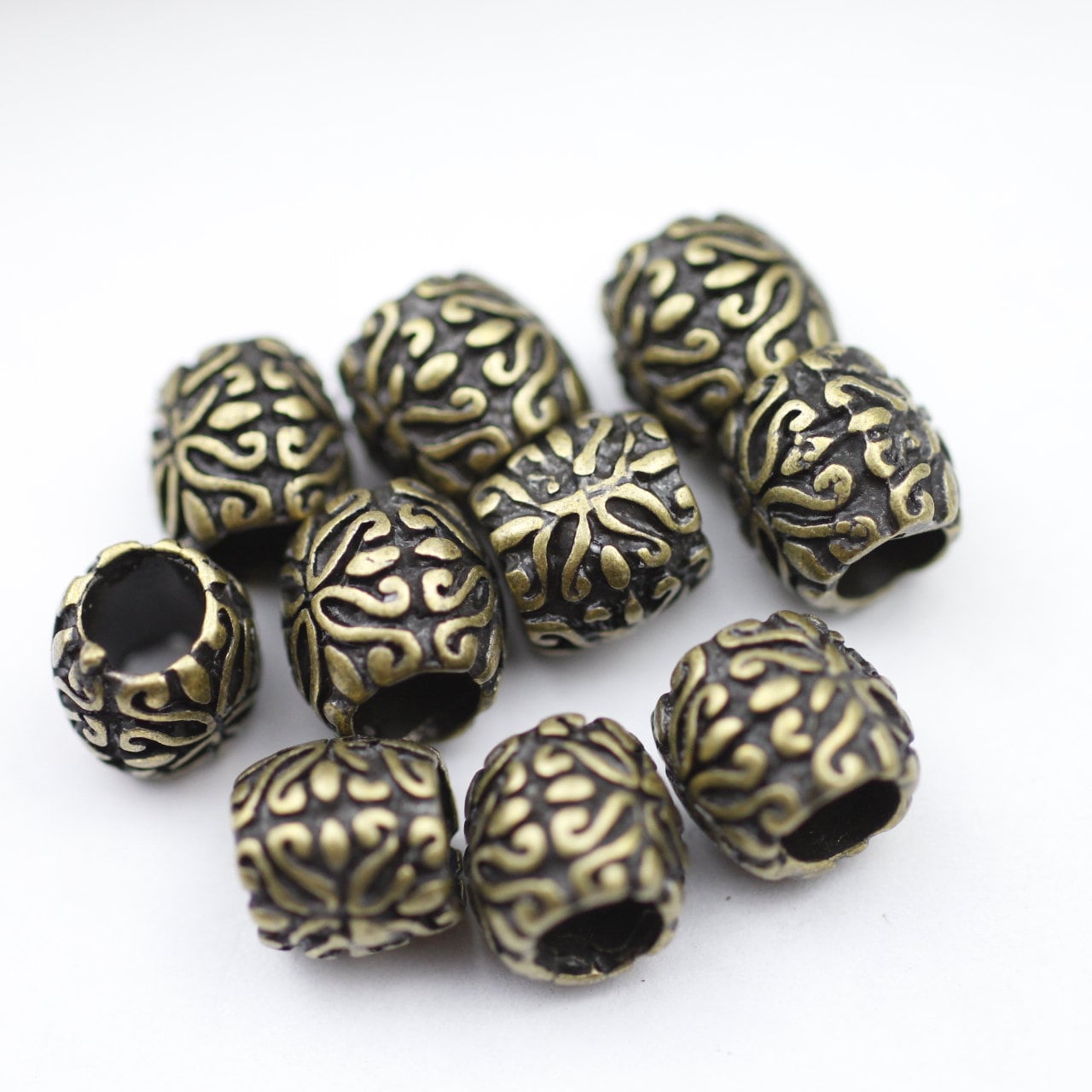10 Antique Bronze Flower Spacer Beads: Zamak Jewelry Findings