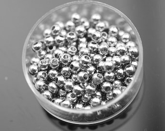 4 mm 100 Rhodium Spacer Perlen Runde Metallperlen für Schmuckherstellung Armband Halskette DIY Bastelbedarf - zm815rh