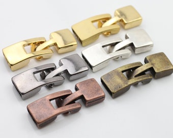 5pcs Antique Silver Hook Clasp Flat Leather Bracelet Closure Jewelry Findings Leather Craft Supplies - zm478as