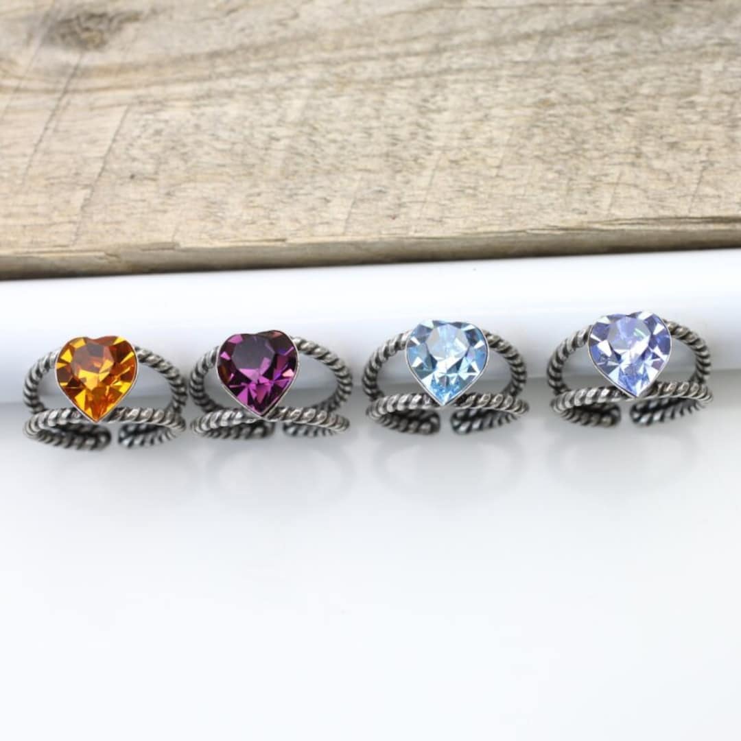 Swarovski Crystal Heart Ring, Statement Ring, Pretty Rings