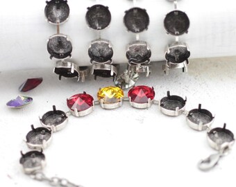 14mm Crystal Bracelet Setting: Empty Cup Chain for Swarovski Rivoli - FA3