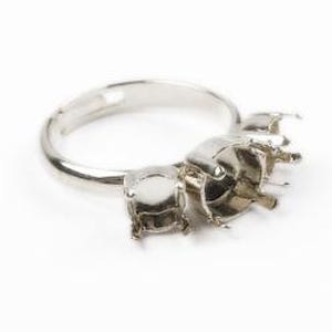 3-Stein Ring Basis: Verstellbarer Solitaire für Swarovski Kristalle -FR04