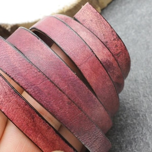 1m Burgundy Leather Strip: 10x2mm Genuine Leather for Jewelry Making - 10x2-Lthr