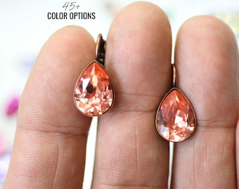 Swarovski Kristall Teardrop Ohrringe: Antikes Kupferschmuck - F36-1AC-sw