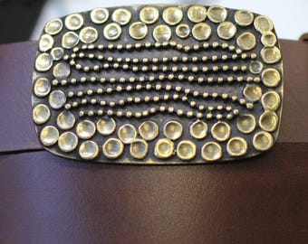 Antique Brass Octopus Belt Buckle: Snap-On Leather Belts, Rounded Rectangle - GS5221