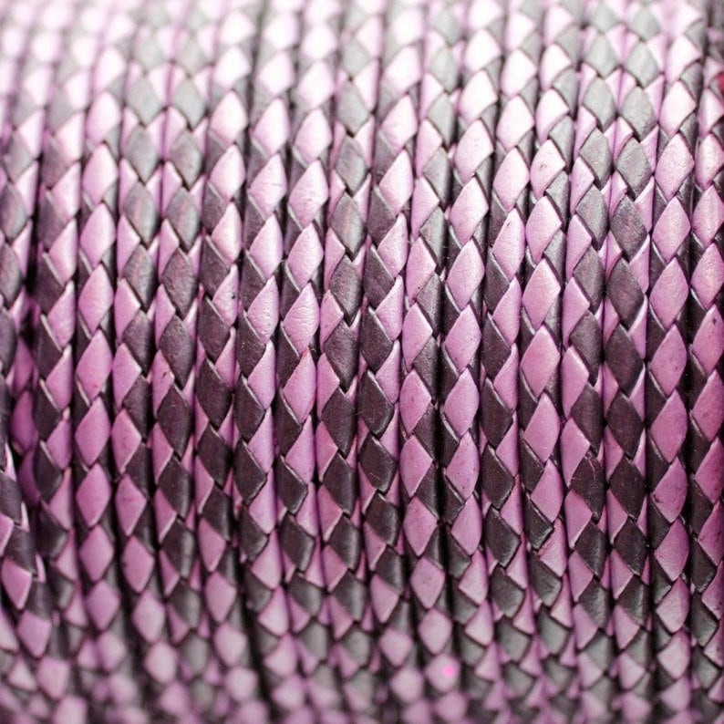 PurpleTwilight Braided Leather Cord: 4mm Bolo Jewelry Making - 17807